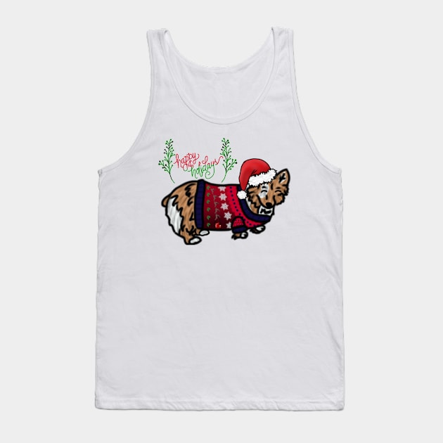 Happy holidays Corgi Tank Top by LieutenantAmoo